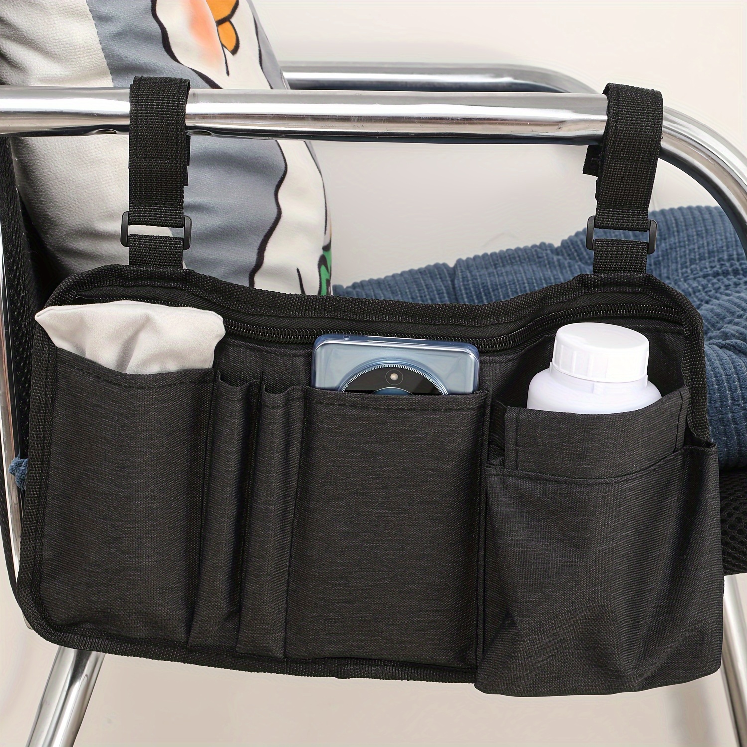Wheelchair Side Hanging Bag, Multi-functional Armrest Pouch, Office Chair Side Pocket For Carrying Medical Supplies, Suitable For Most Walkers, Crutches, And Wheelchairs
