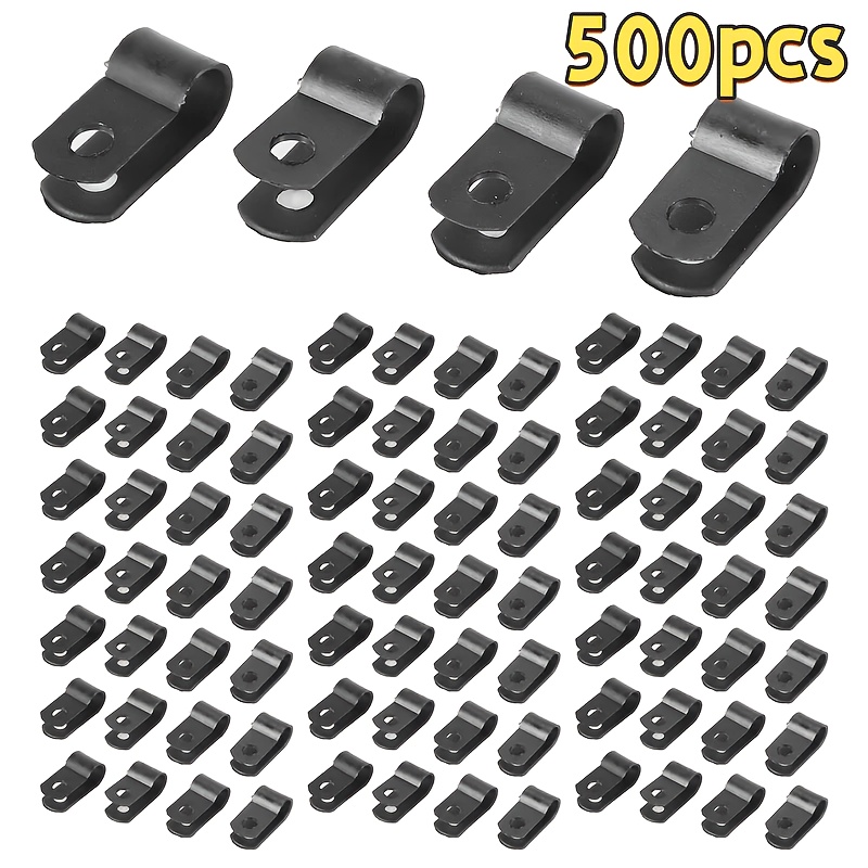 TEMU 500pcs Clips de câble noirs , pour l'installation de guirlandes lumineuses intérieures et extérieures, attaches de fils, fixations d'accessoires