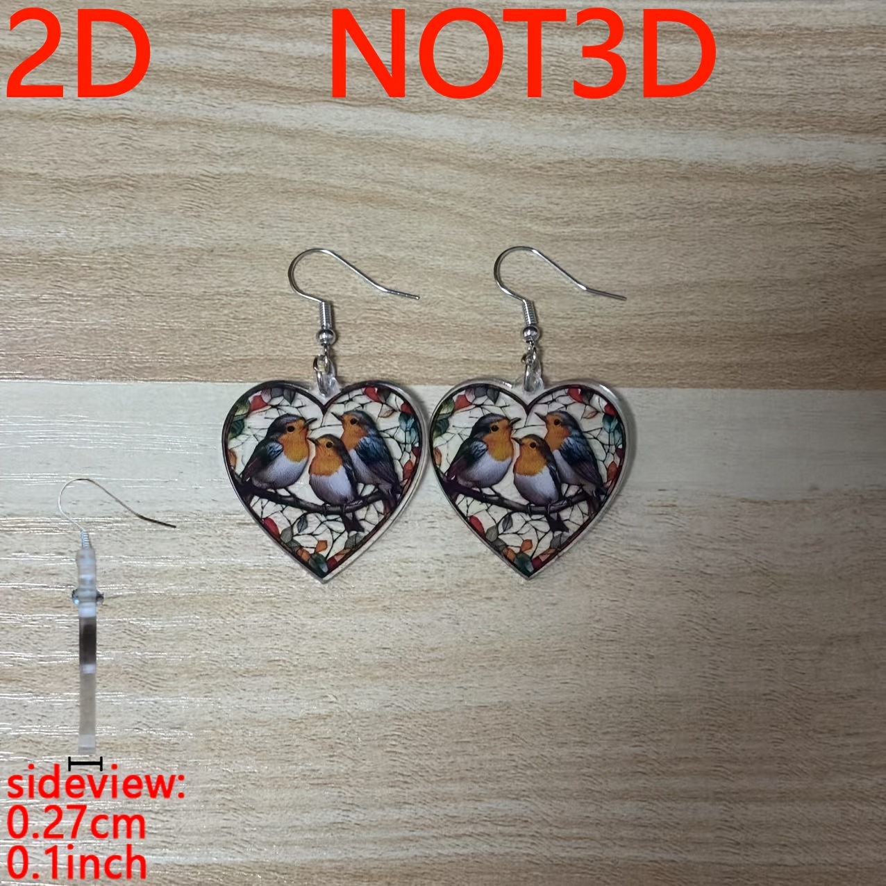 TEMU 2D Plat, 2D Halloween Stijlvolle Elegante Hartontwerp Cartoon Vogel Acryl Lichtgewicht Duurzame Oorbellen voor Vrouwen – Perfect Cadeau voor