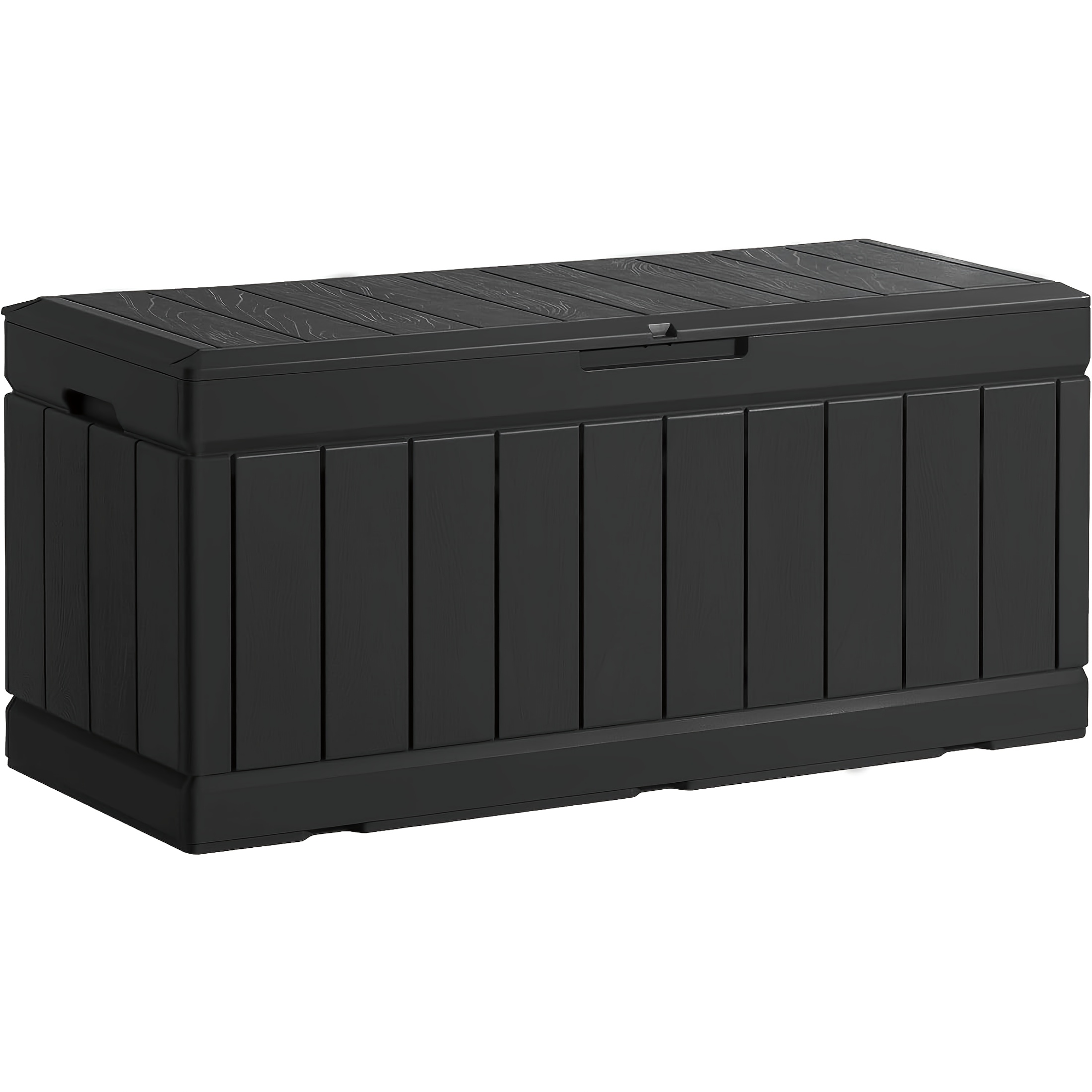TEMU Boîte de rangement extérieure étanche de 85 gallons, grande boîte en résine avec banc verrouillable pour coussins de meubles de patio, outils de