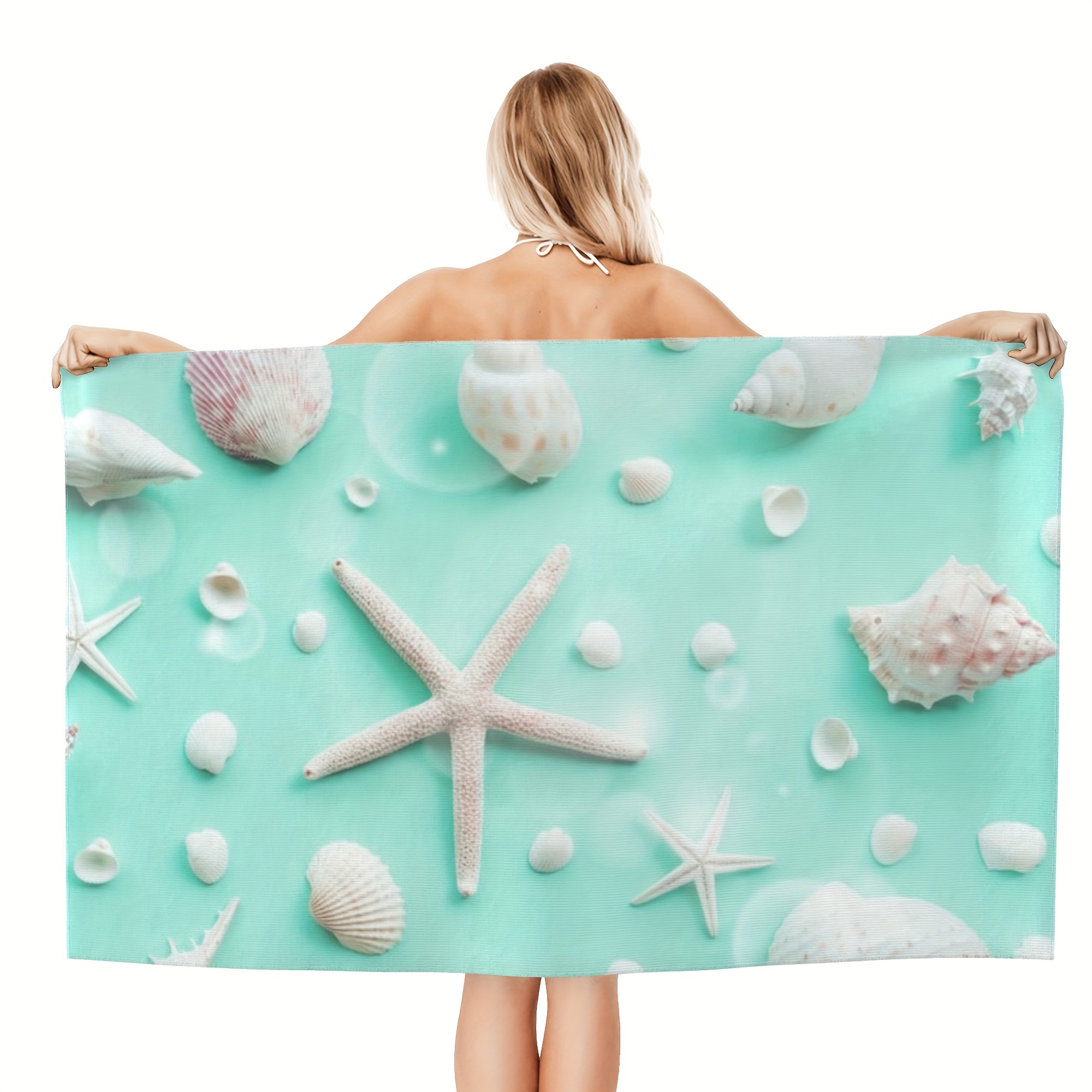 Microfiber Beach Towel With Shell And Starfish Pattern - Quick Dry ...