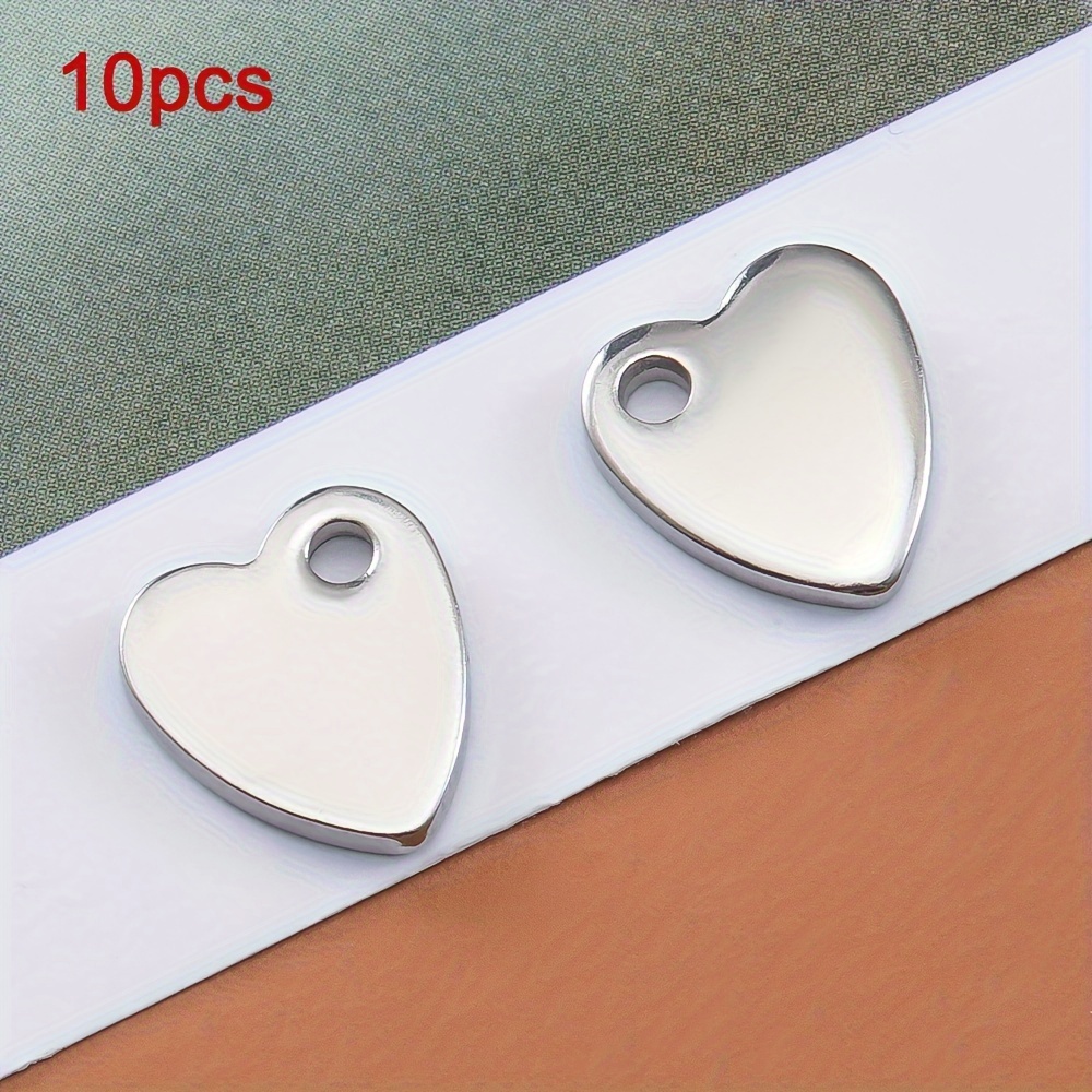 10pcs Golden Color 304 Stainless Steel Love Heart Charms Pendants For Making Supplies Necklace Bracelet End Tail Ornaments Accessories