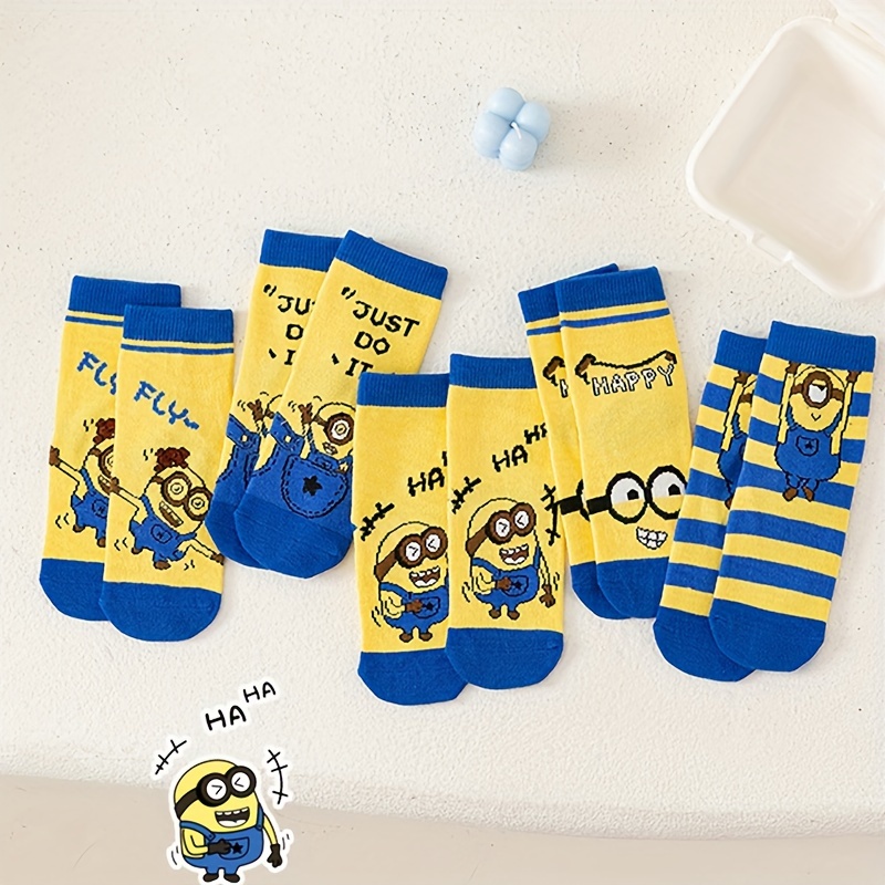 

Minions Socks: 5 Pairs Of Fashionable, Breathable, And Comfortable Socks For - Christmas, Thanksgiving, Or Halloween Gifts