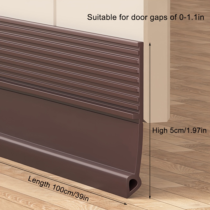 Door Draft Stopper – 39" Cuttable Kerf/Channel Seal For Bottom Of Door, PVC Weather Stripping, Black