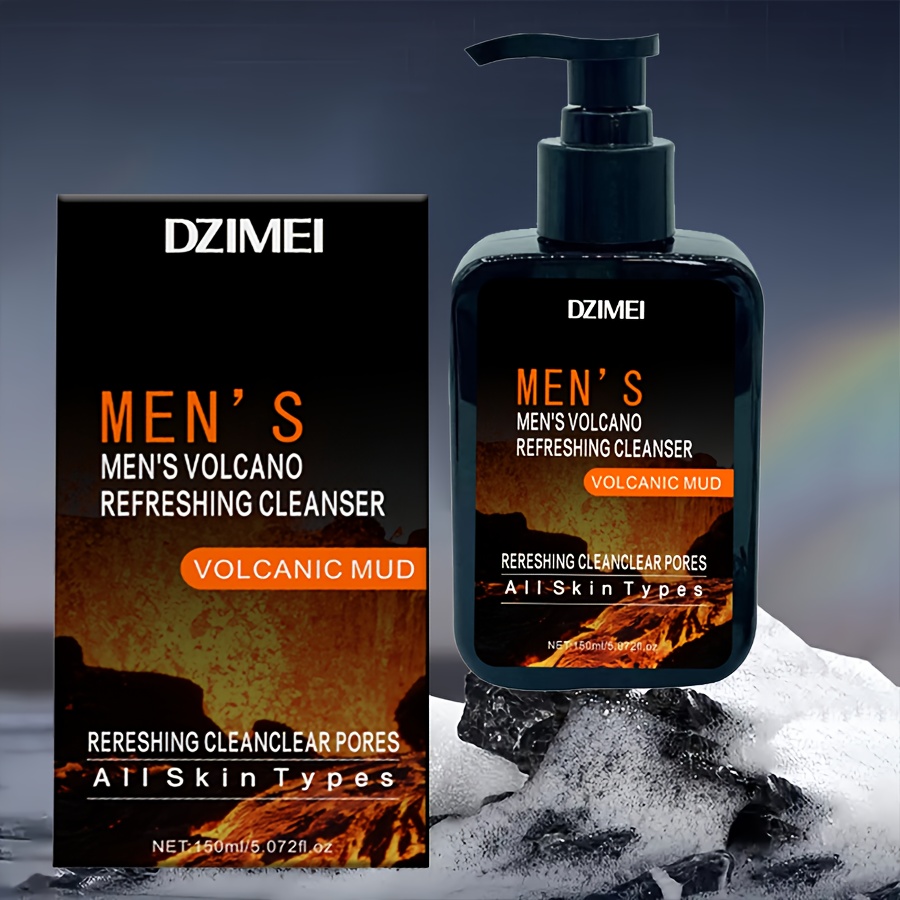 Nettoyant Visage pour Hommes en Bouteille Pressée de Boue Volcanique Noire 5905,51 Pouces, Contrôle de l'Huile, Hydratant, Rafraîchissant Longue Durée, Sans Alcool, Conçu pour Hommes, Série de Soins Beige Clair Doux, Beige Clair Uniforme, Beige Clair, Offre une Expérience de Nettoyage Agréable