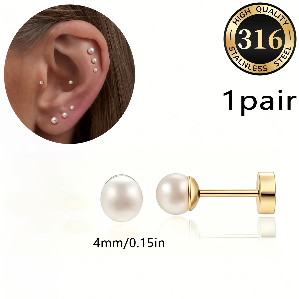 Women's Fashion Round Stud Earrings, Everyday Wear