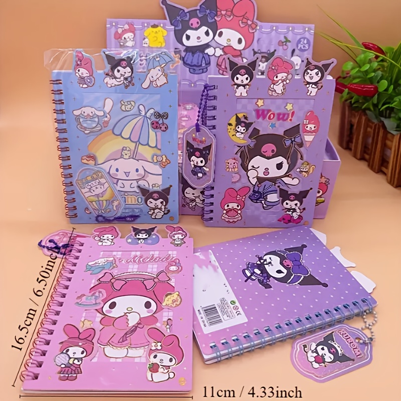 

Sanrio Kuromi & Friends Sticker Set - Diy Scrapbooking & Journaling Kit With Sparkle , Includes Notebook & Charms - Cute Cartoon Designs For Crafting & Gifts, Scrapbooking Supplies