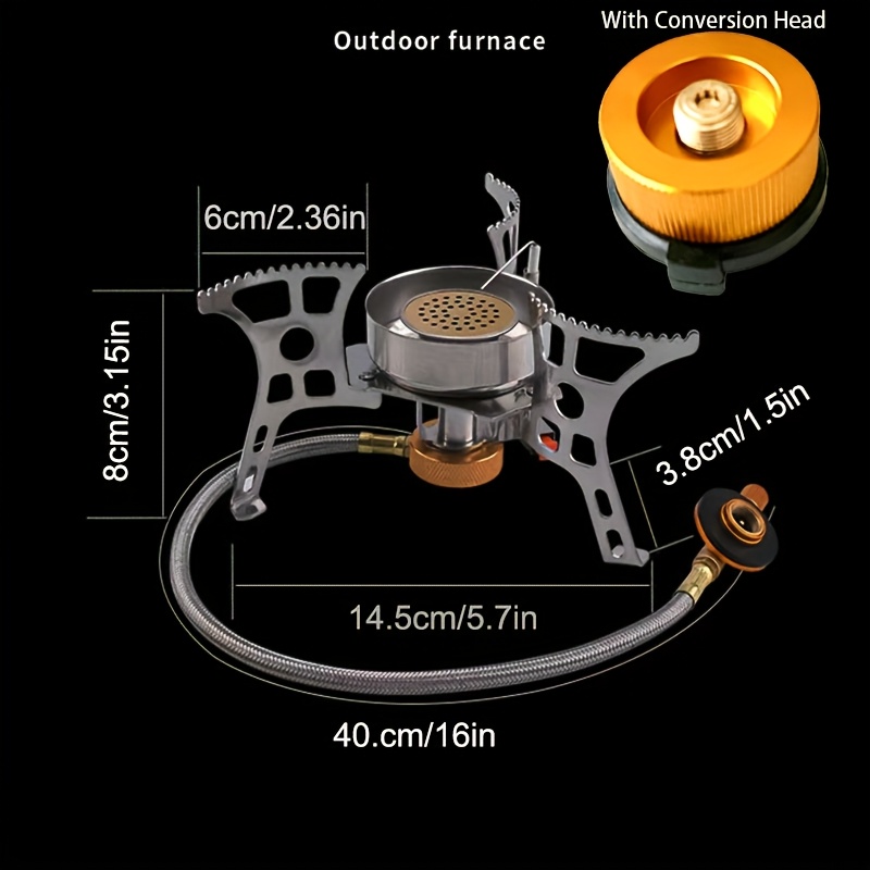 3500W / 6800W Windproof Camping Stove with Fuel Canister Adapter, Piezo Ignition, Durable Stainless Steel, Portable Foldable Grill for Outdoor Hiking and Picnics - Ideal for Thanksgiving, Independence Day, Christmas, Halloween, Camping Gear | Modern Camping Gear | Durable Construction, Camping Stove