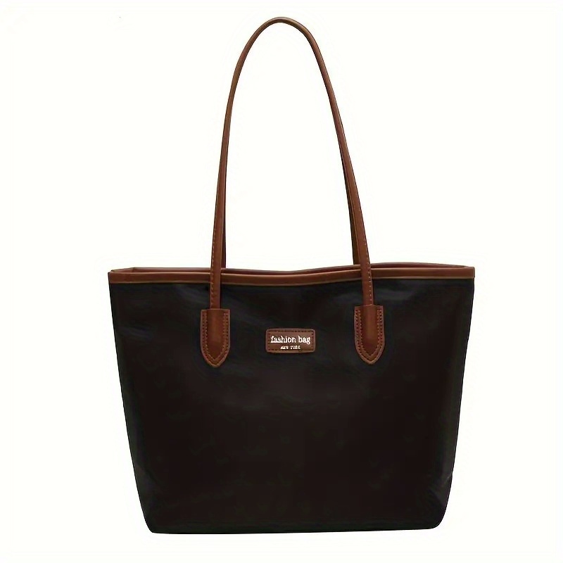 Image of Oxford Tote Bag With Handle And Zipper Closure - Large Capacity High-quality Handbag With Fixed Shoulder Strap, Durable And Casual Design, Suitable For Daily Use, Shopping, And Travel