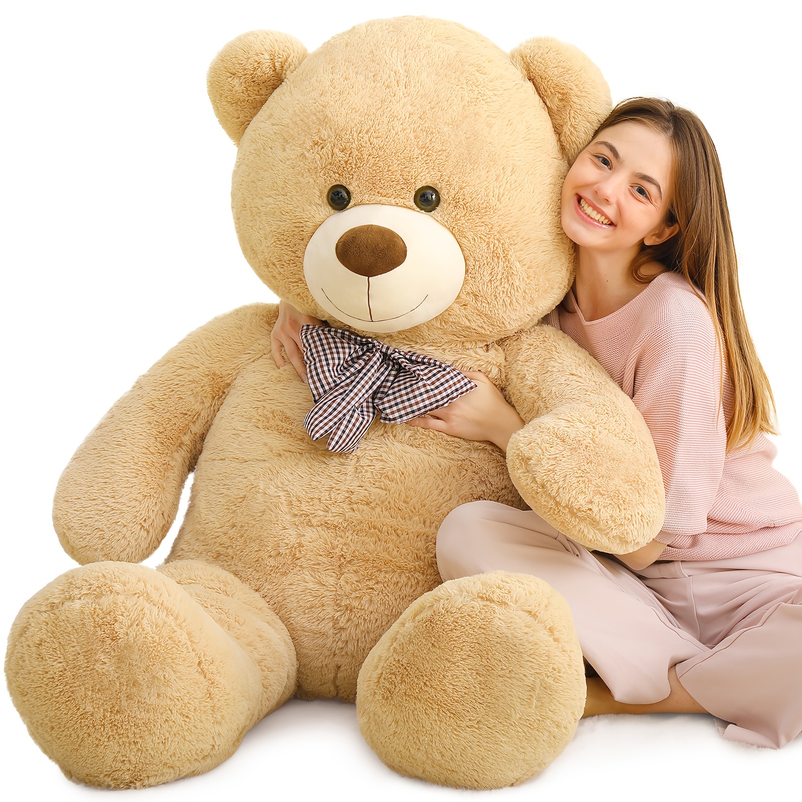Image of Morismos Bear 140cm, Xxl Apricot Teddy For Girlfriend, Big Bear, 1.4m Large Fluffy Teddy Massive Plush Toy Gift For Kids Birthday Christmas Deco