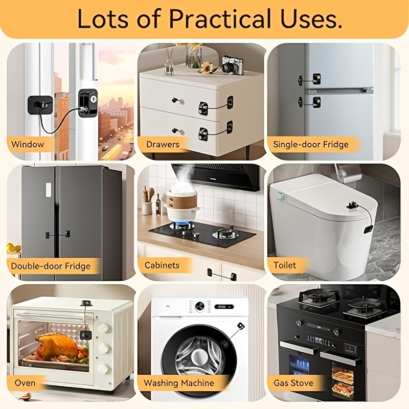 Heavy-Duty No-Drill Safety Lock for Refrigerators and Drawers