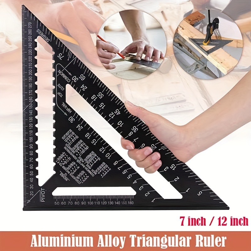 

[customer ] 7" High-precision Aluminum Triangle Ruler Set With Protractor - , Stain-resistant Woodworking Tool For