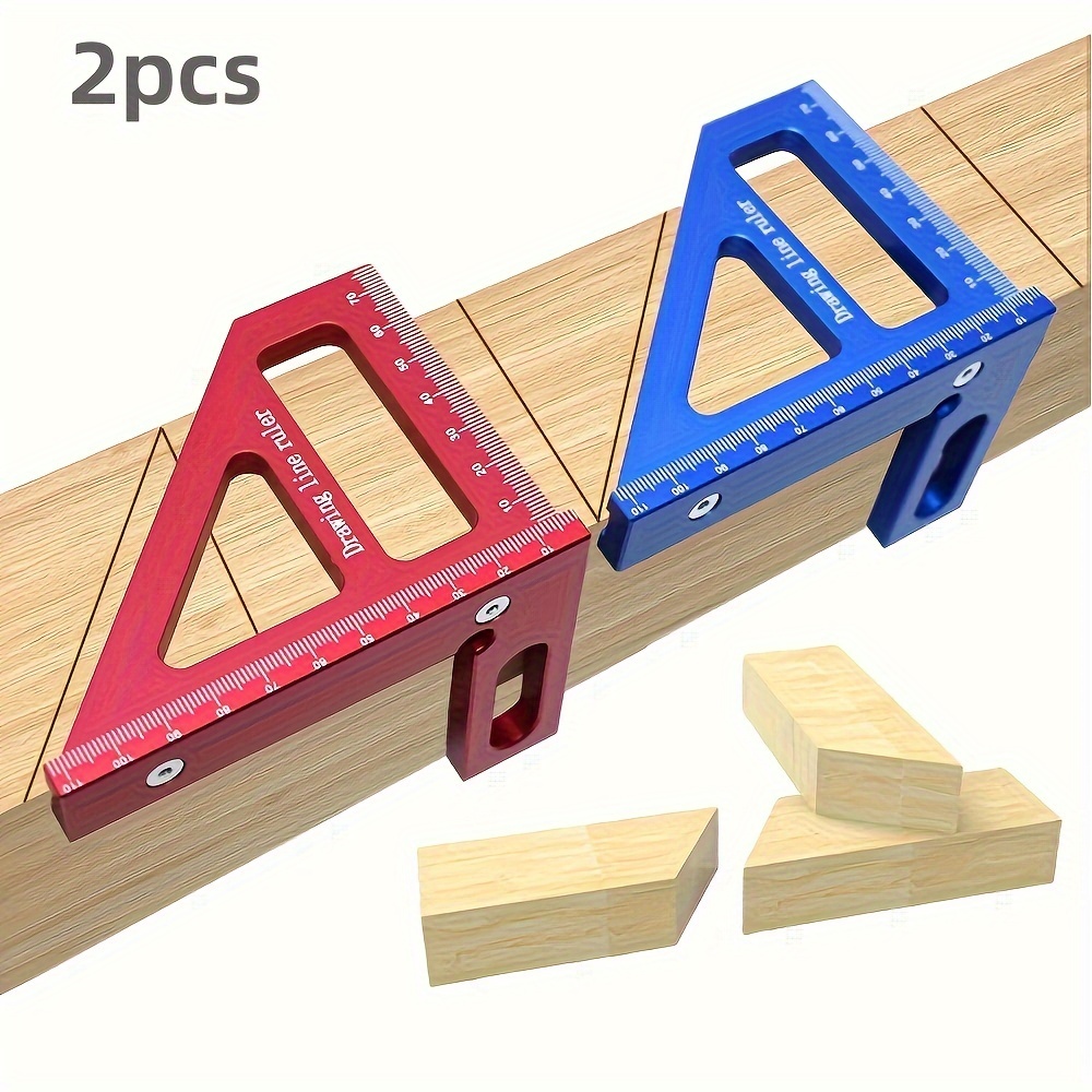 

2pcs 3d Woodworking Framing, Tool Woodworking Measuring Tool For Deconstruccion Protractor Measuring Tool Aluminum Alloy , English 45 °/90 ° Drawing