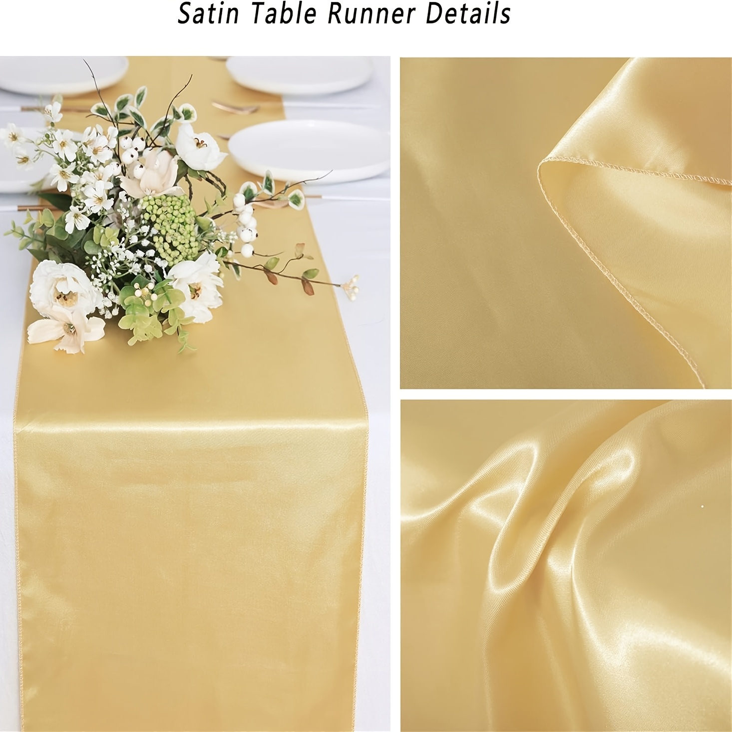 TEMU Elegante Satijnen Tafelloper - 30 x 275cm, Gladde Glanzende Stof, Perfect voor Bruiloften, Verjaardagsfeestjes, Banketten, Afstudeerfeesten &