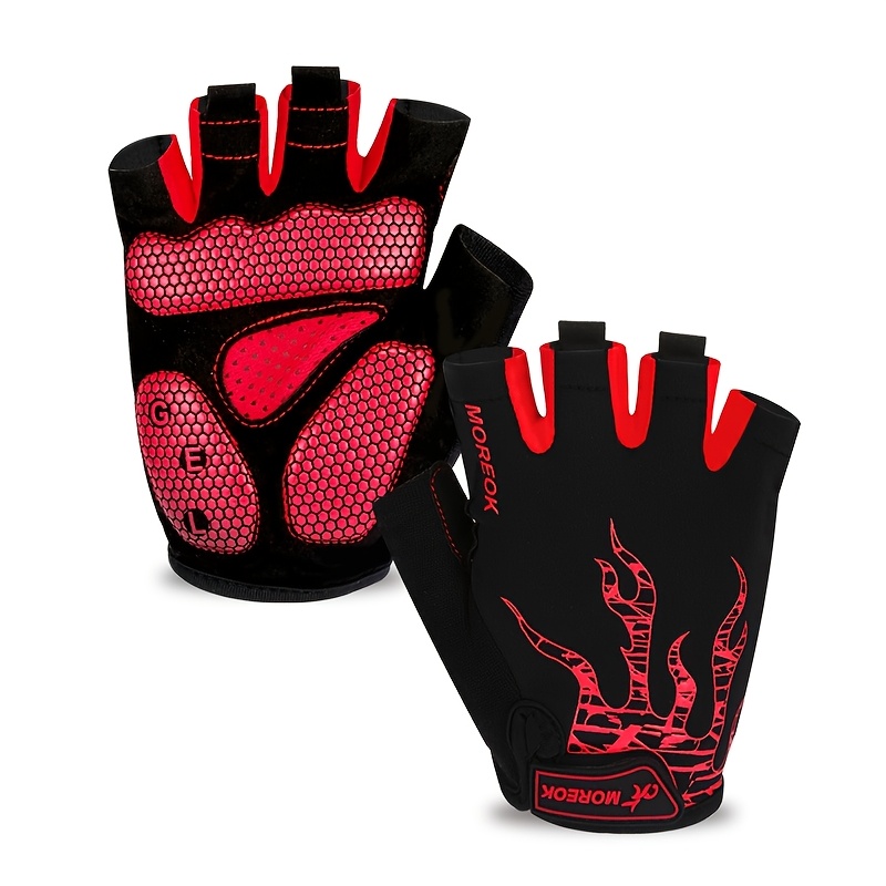 Half-Finger Bike Gloves with Gel Pads & Non-Slip Grip - Breathable Mesh  , Gel Cushioning Suitable for Road Cycling, Unisex for  , Machine Washable Gloves for Road, Ideal Gift for Christmas, Father s Day, Spring