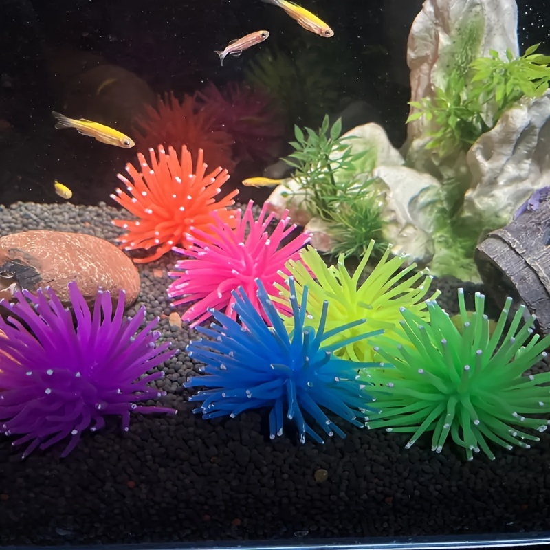 

Vibrant Silicone Sea Urchin, Soft Coral Aquarium Ornament, Fluorescent Fish Tank Decor, Colorful Faux Coral Craft Accessory