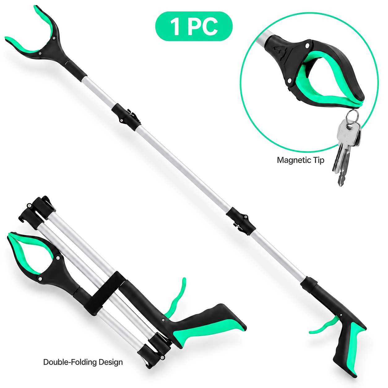 TEMU Heavy-duty Tool With Locking Mechanism, Non-slip Jaws, Extended Telescoping Arm, Durable Plastic Construction, Ergonomic Handle, Magnetic Tip &