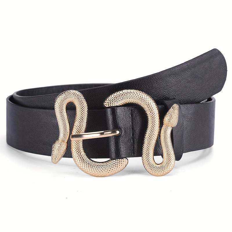 

Snake Shaped Buckle Belt Black Waistband Personalized Creative Jeans Pants Belts Suitable For Daily Life