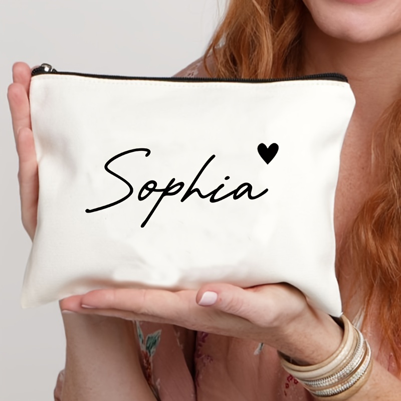 Image of 1pc Custom Name Pattern Makeup Bag, Travel Toilet Storage Bag, Cosmetic Pouch For Makeup Lightweight Case Bag For Girls Couple Gift, Women's Travel Toiletry Storage Pouch