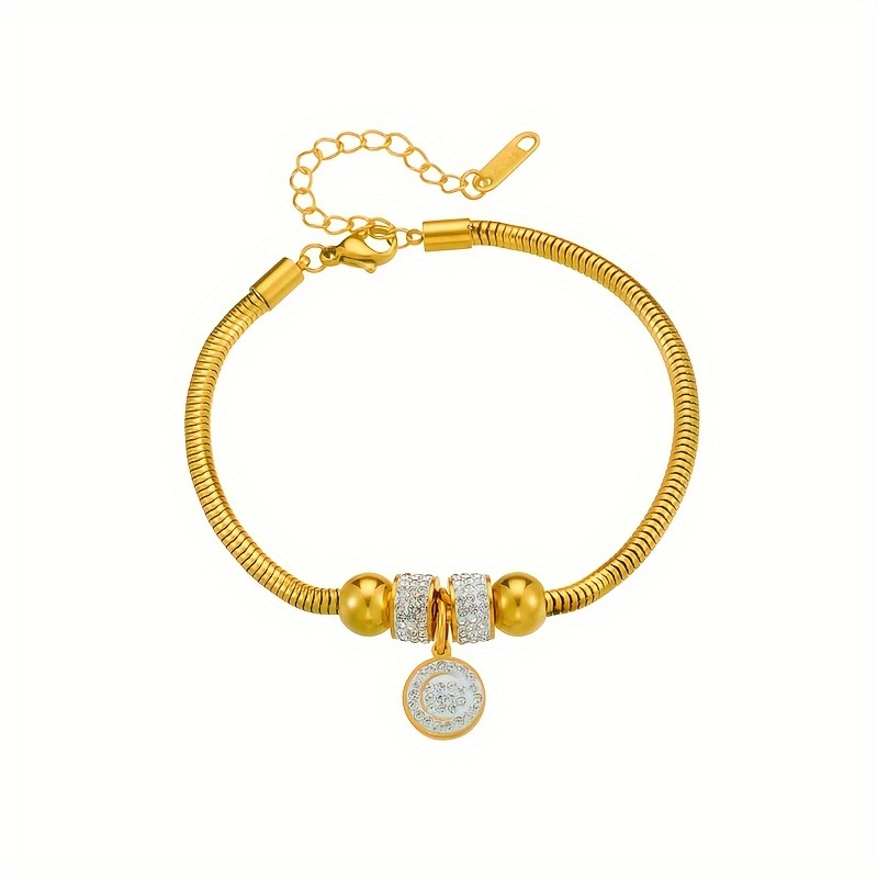 Fashionable Niche Retro Metal Inlaid Bead Round Tag Pendant Accessory Bracelet