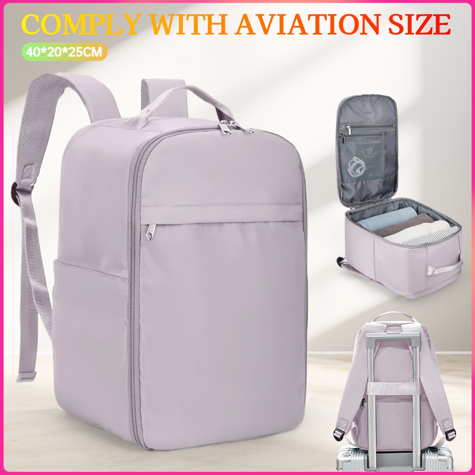 TEMU Easy Lightweight Travel Backpack, 40 X 20 X 25 Cm Ryanair Approved Carry-on, Women's Fashion Backpack, Men's Large Capacity Business Travel Bag,