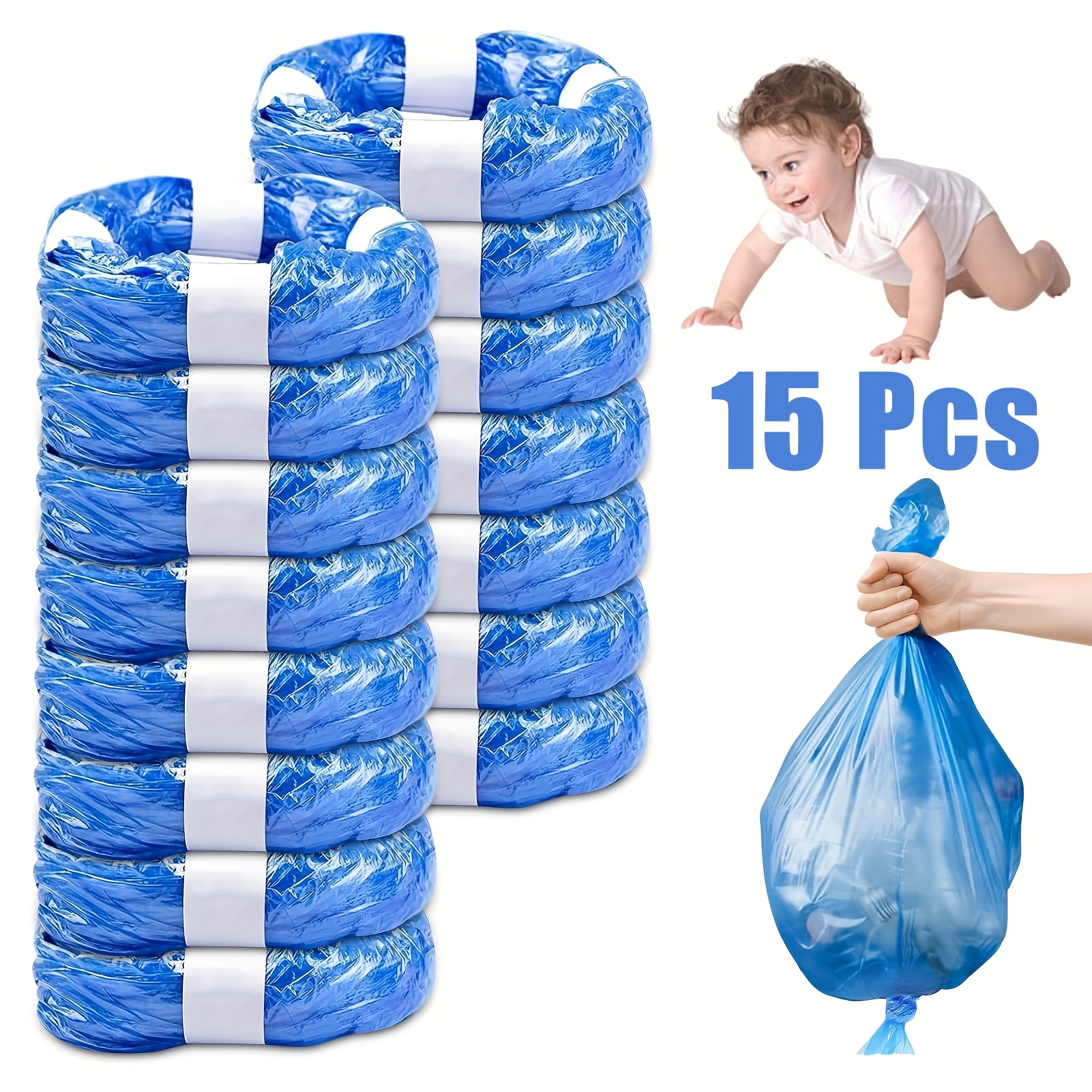 Image of 15/12/9pcs Nappy Bin Refills, 4.5m Diaper Bin Pail Disposal Bags, Nappy Bin Liners Replacement For Nappy Bin Refills, Litter , Diaper