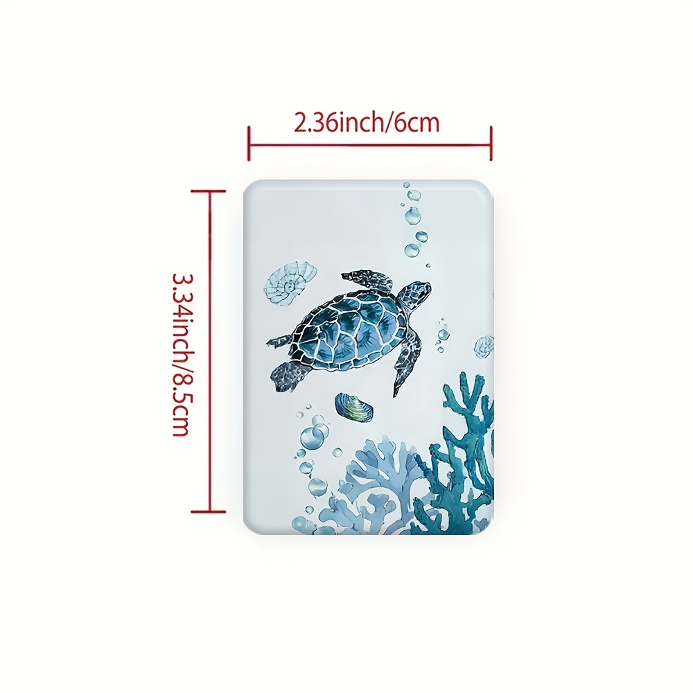 Turtle Watercolor Pattern Square Makeup Mirror, Portable Cosmetic
