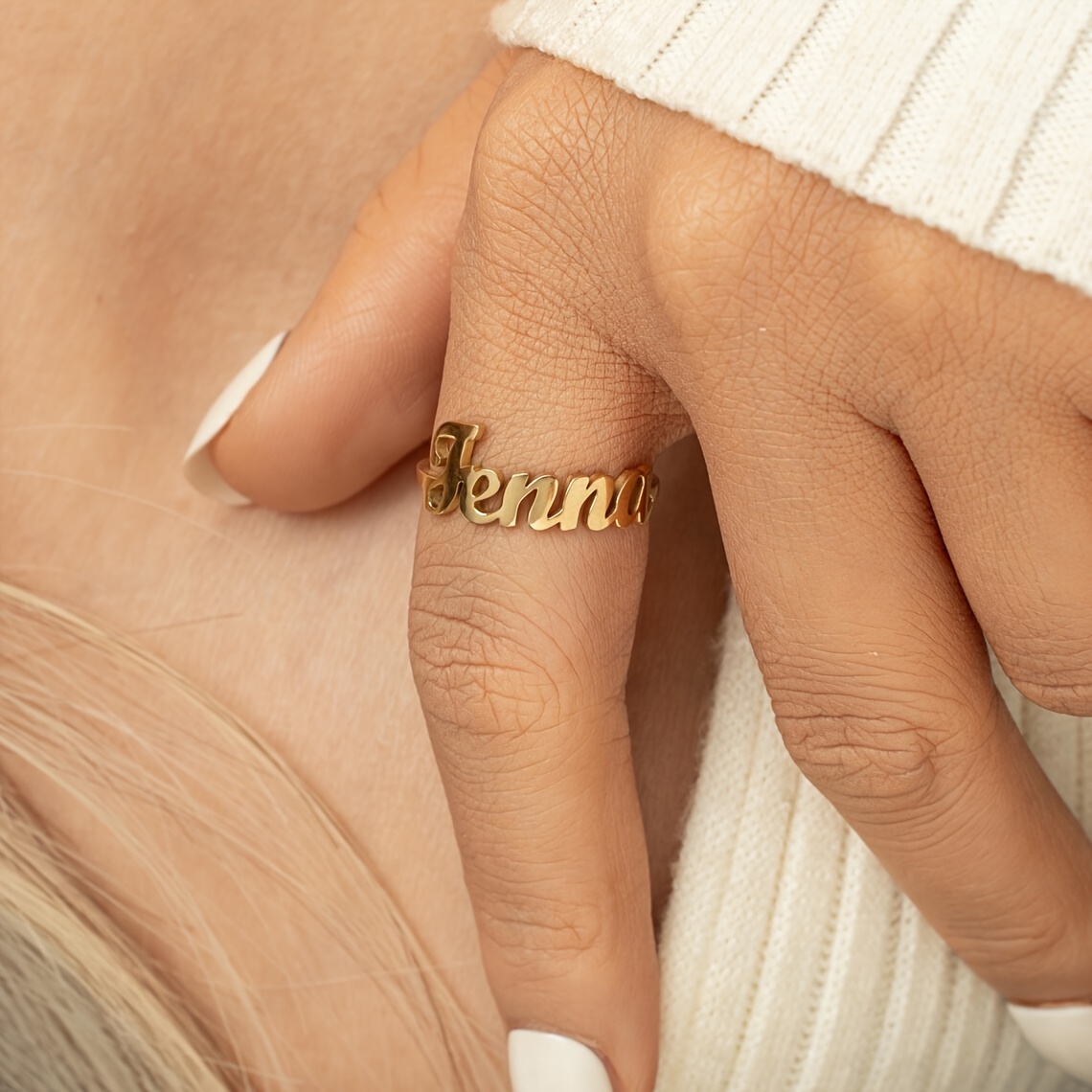 Adjustable Stainless Steel Custom Name Ring for Women