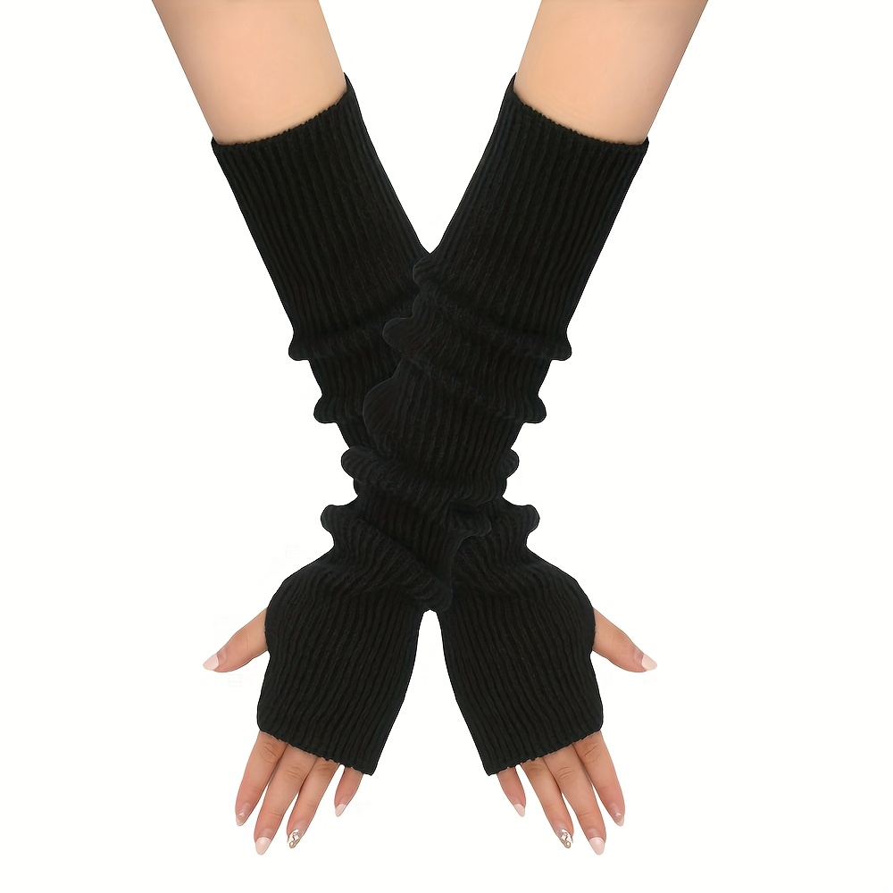 Long Arm Warmers For Autumn And Winter, Half-finger Design, Versatile And Stylish