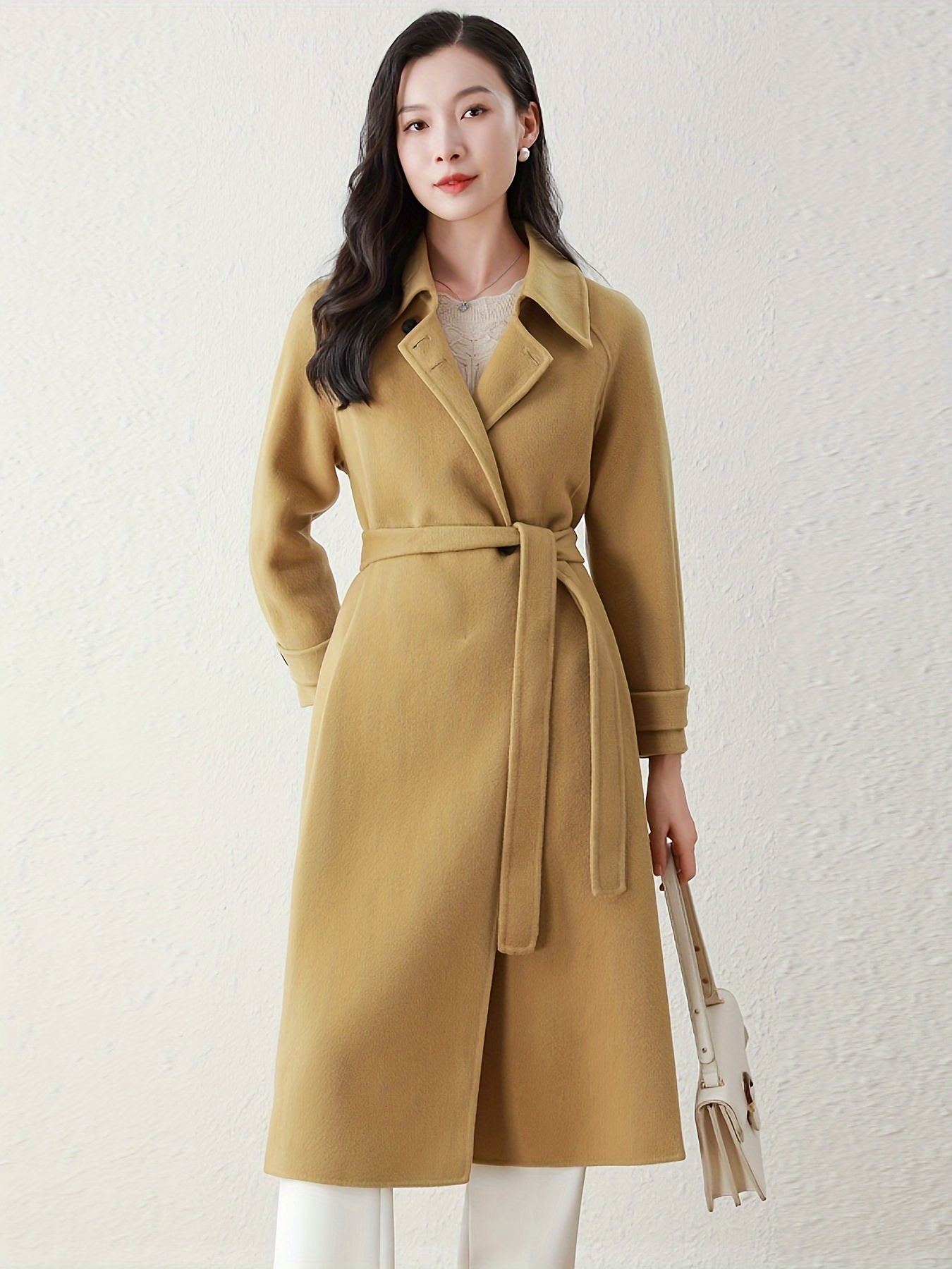 elegante damen wolljacke doppelreißverschluss langer Temu Germany