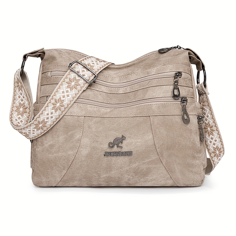 Retro Women's Shoulder Bag Solid Color Bohemian Style Adjustable Strap Suitable For Daily Use Or As A Gift