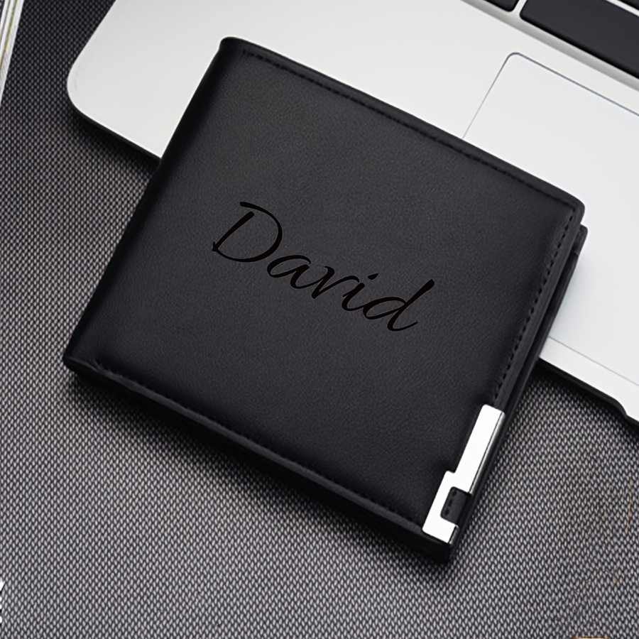 TEMU 1pc Personalized Pu Men's Short Wallet With , Men's Wallet Trendy Card Holder