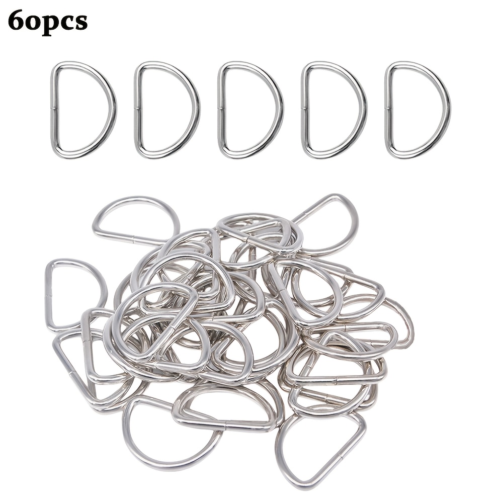 TEMU 60pcs D-ring Heavy Duty Metal Half D Rings Alloy Multifunctional Clasp For Woven Crafts Backpack Purse Clothes Webbing Belts Pet Collar Key Fob