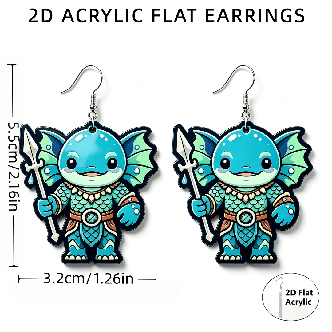 Women's Cute Water Warrior Monster Acrylic Dangle Earrings