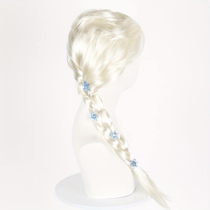 Image of 1pc Princess-themed Heat-resistant Snowflake Wig Along With A Wand, Ideal For Anime Cosplay During For Halloween And Christmas - A Wonderful Gift For Thanksgiving And Christmas Celebrations