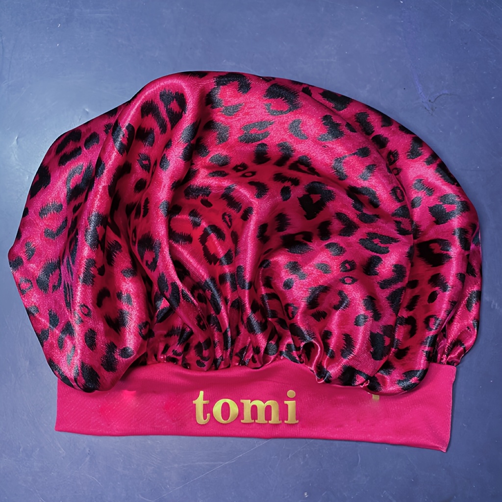 Customized Leopard Print Satin Bonnet, Soft and Comfortable