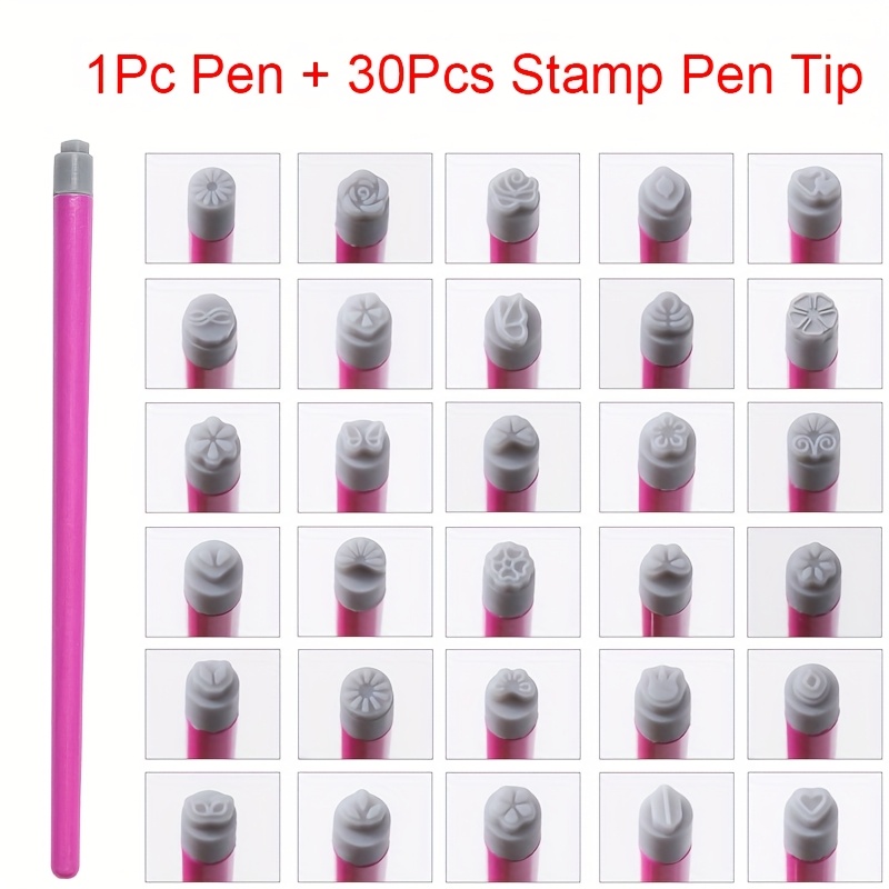 Image of 16/31pcs Professional Nail Pen Set Nail Design Templates For Women Printing Tools Sealing Pens Pen Holders Replaceable Tip Sets Handicraft Style Nail Sealing Kits Perfect For Nail