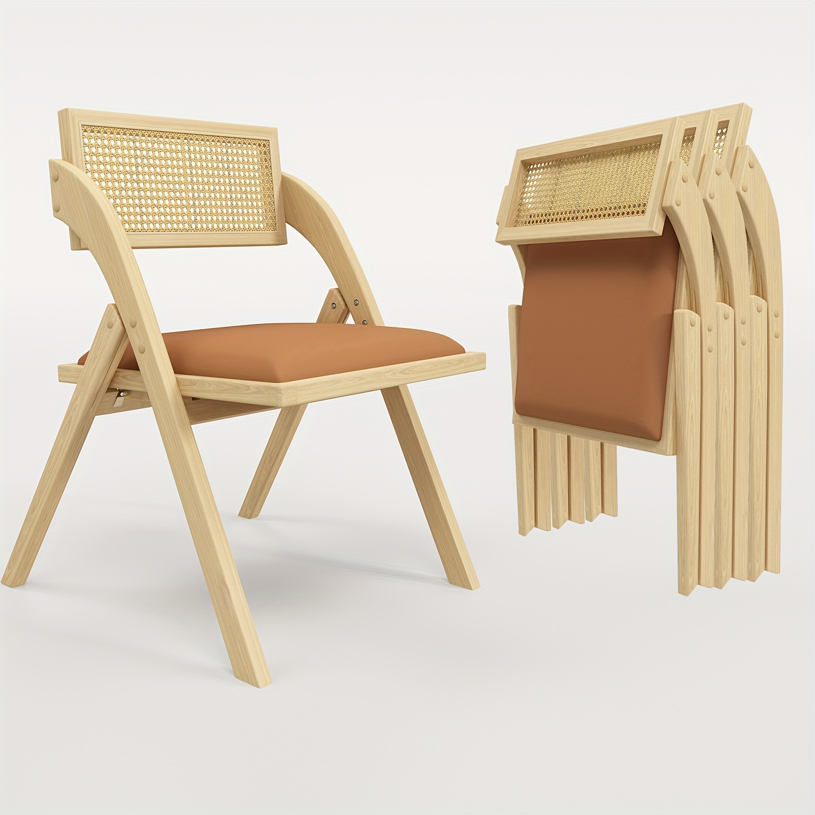 Chaises Pliantes ARunThLana - Lot De 2, Cuir PVC, Coussin épais, Bleu, Pour Intérieur/extérieur