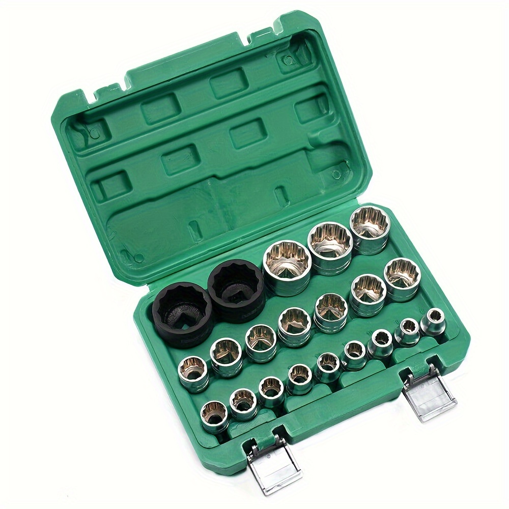 21pcs 1/2" Multitooth Nut Set Socket Wrench Set For 6 And 12 Angle 8-36mm 2024