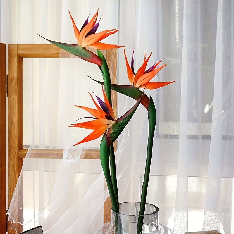 

1pc Set Of Artificial Bird Of Paradise Flowers - Realistic Strellitz Flowers For Home, Office & Wedding Decoration | For Day And Birthdays