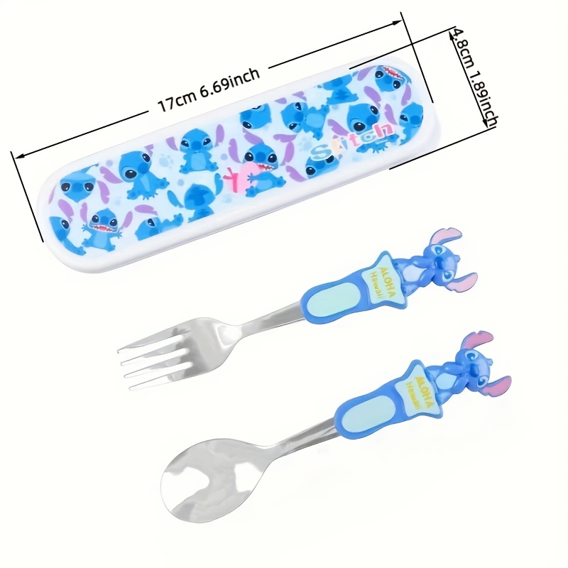 stainless steel fork and spoon set with cute cartoon design - portable, reusable cutlery with storage box, ideal for home and outdoor use, perfect gift for christmas or birthdays, outdoor dining essentials|  desig urable cutlery Product details 3