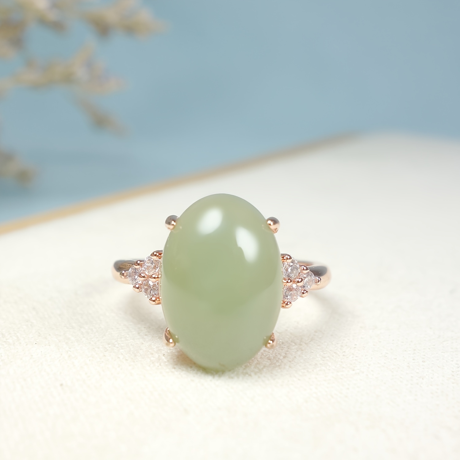 

Natural Jade Ring, High Quality Qingshui Ring, Inlaid Ring, Men's And Women's Couple Ring, The Best Gift