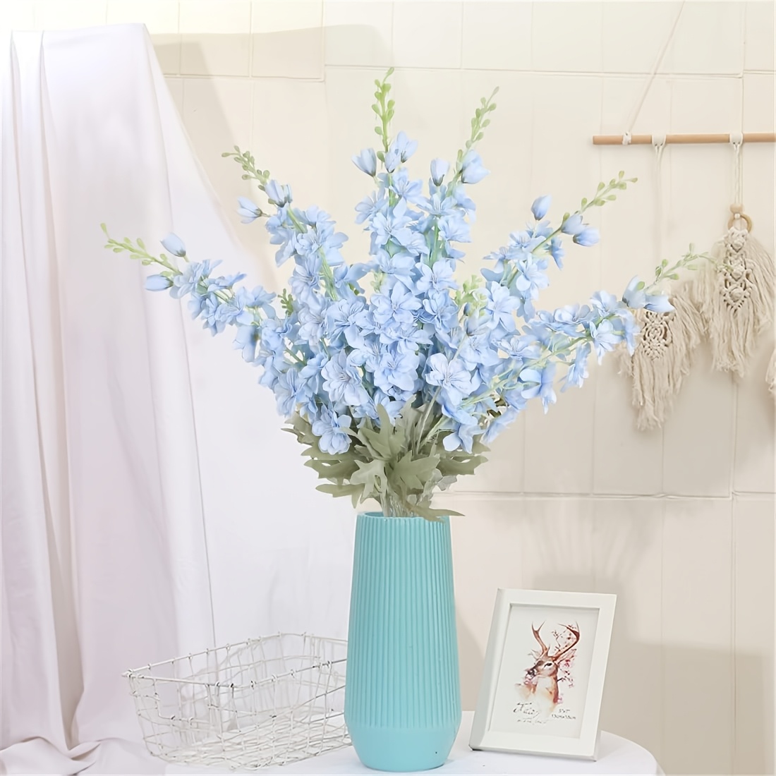 4 stück blaue künstliche blumen lebensechte