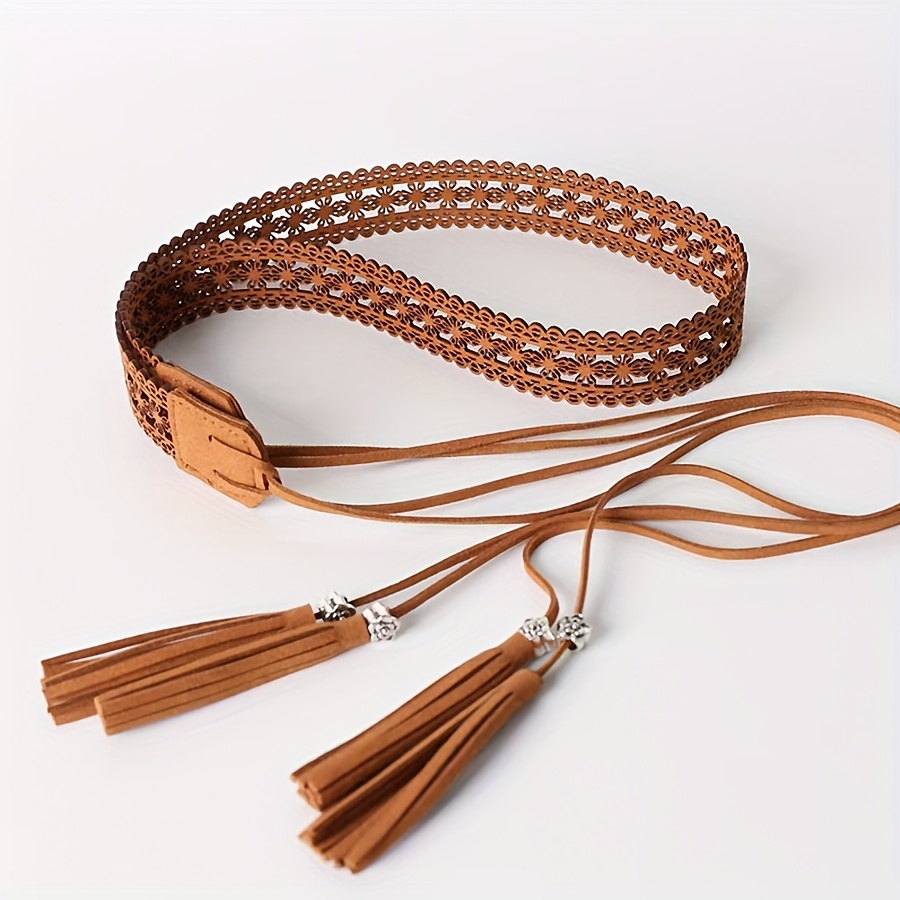 E-shop europäischer amerikanischer modischer Gürtel im Bohemian-Stil mit Lochmuster, Taillenseil zum Binden Knoten, dekorativer Kleidergürtel