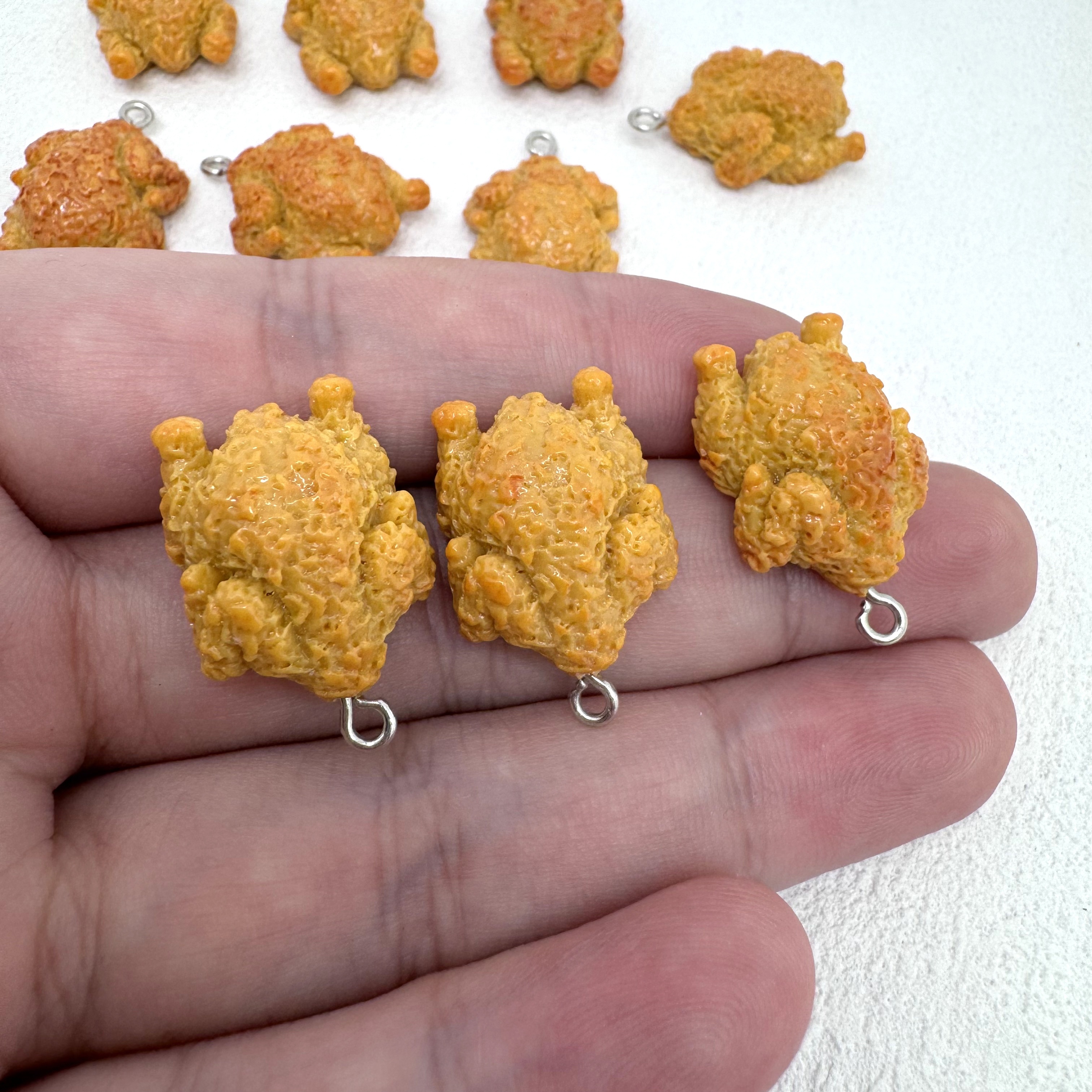 

10pcs Resin Fried Chicken Pendants, Diy Jewelry Making, Perfect For Earrings, Necklaces, Bags, Keychains Accessories, Unisex, Resin, No Setting, Personalized Bead Jewelry Supplies