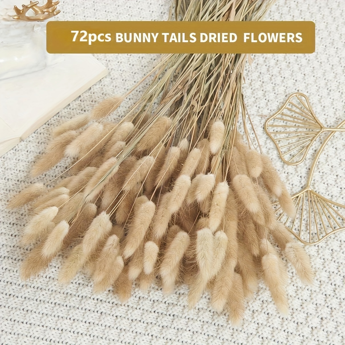 Image of 72pcs Bunny Tail Dried Flowers - Natural Pampas Grass Decor For Bohemian Wedding, Baby Birthday Party, Home Arrangement - Seasonal Decor For Christmas, Halloween, Easter, Hanukkah, Thanksgiving