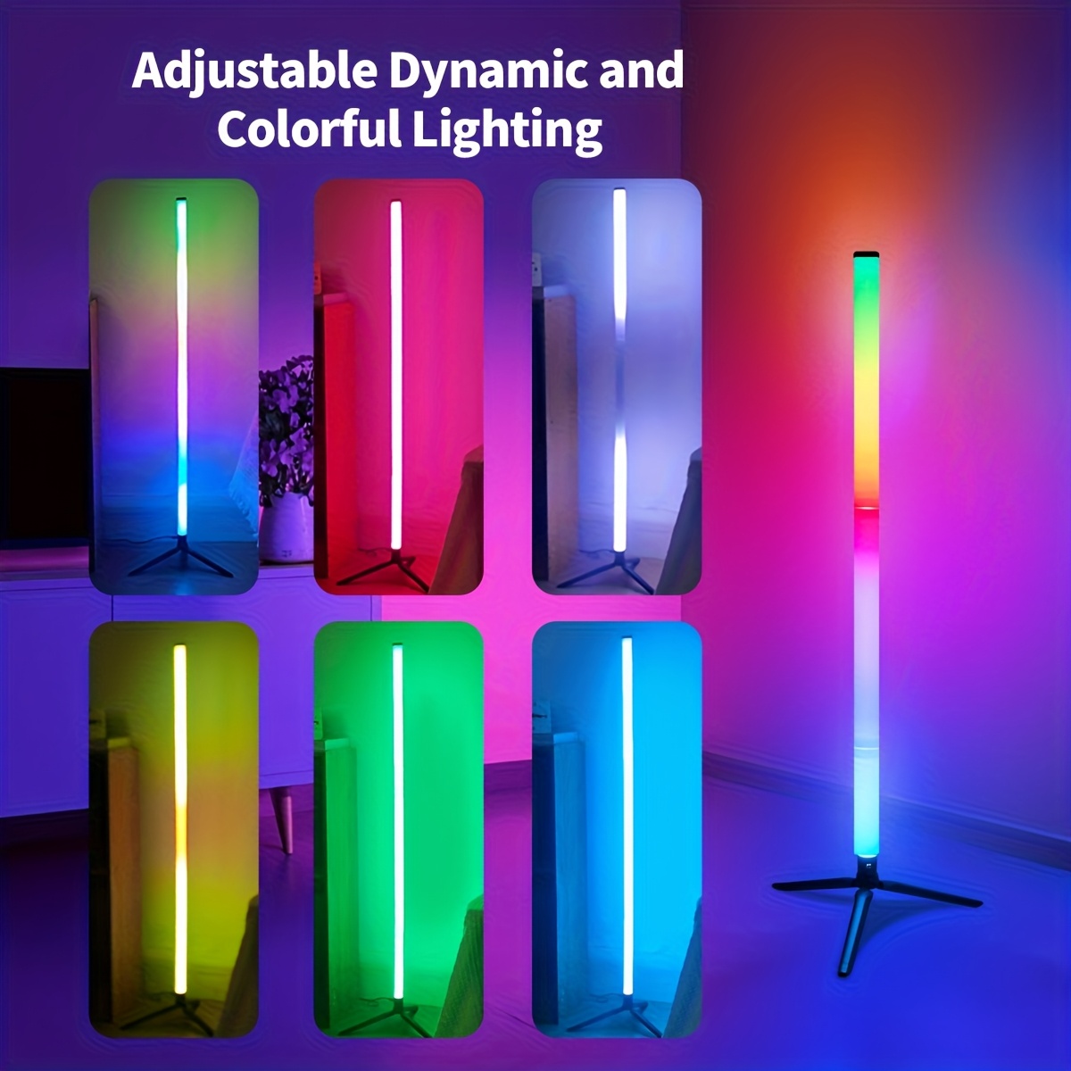 RGB LED Corner Floor Lamp with Remote Control