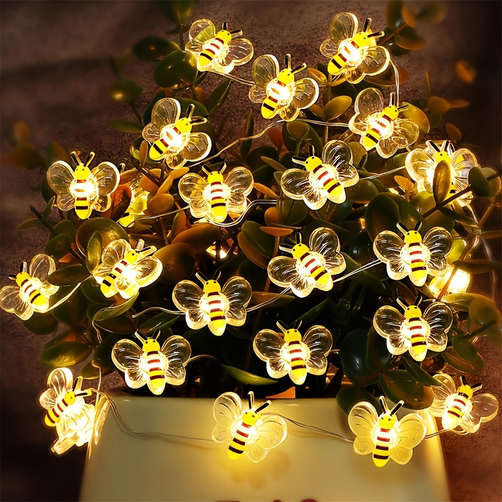 Cute Bee-themed Led Fairy Lights - Battery Operated, Perfect For Room, Wedding, And Party Decorations, Ideal For Indoor And Holiday Use