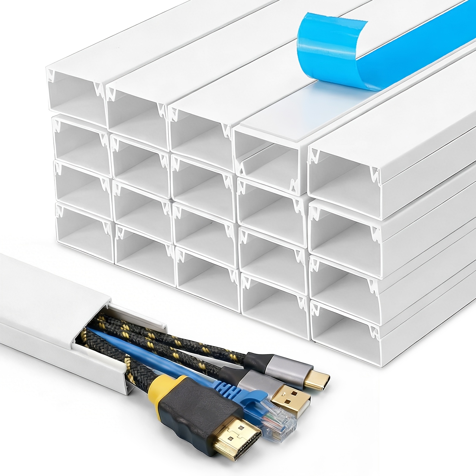 20-pack Pvc Cable Trays, Surface-mounted Adhesive-backed Concealed Decorative Cable Trays, Nail-free Cable Trays, Self-adhesive Wiring Boxes