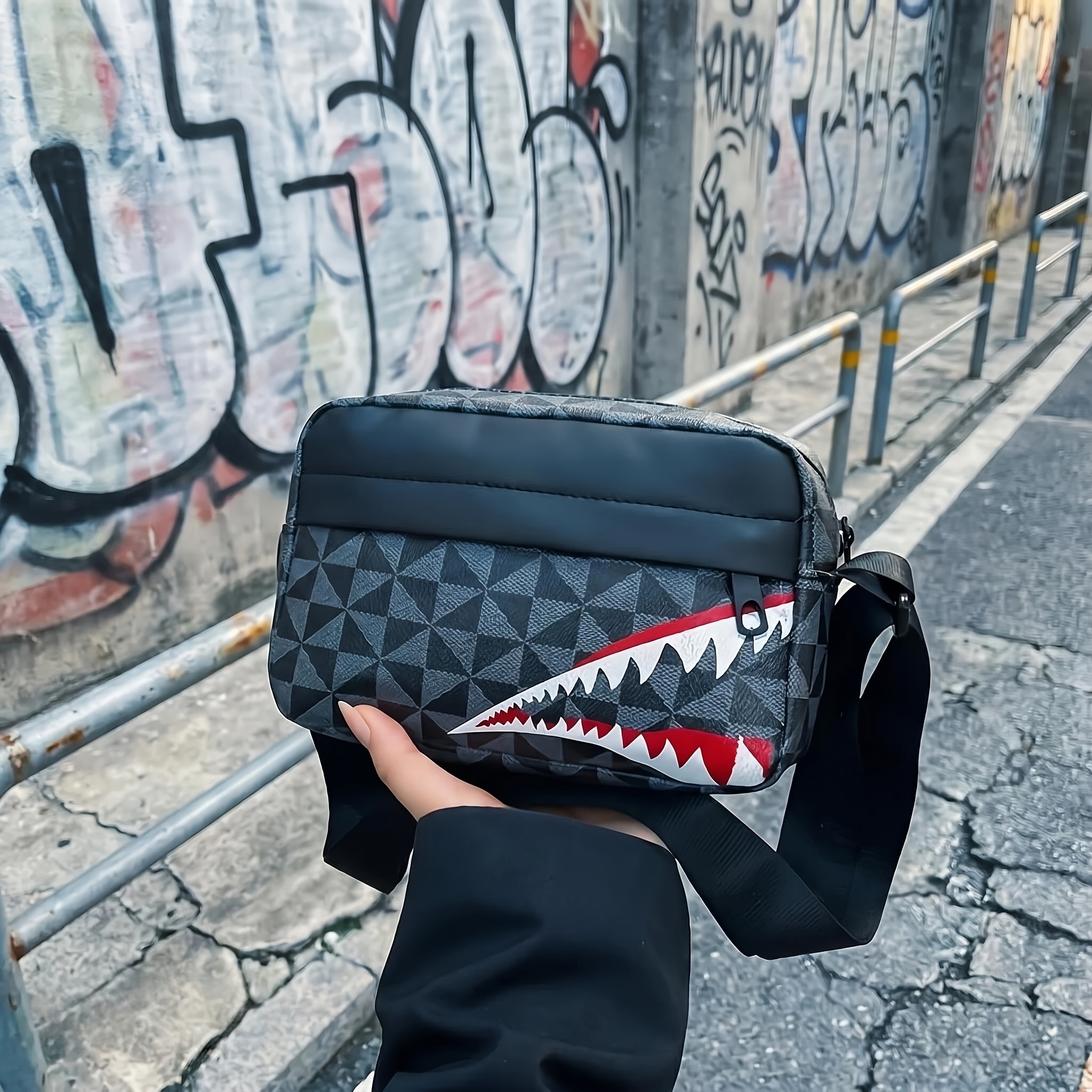 TEMU 2026 Men's 1pc/2pcs Bag Set: Large Capacity Shoulder Bag With Adjustable Strap, Trendy Square Bag And Mini Phone Pouch, Versatile For Commuting